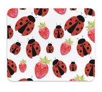 Jaesxxco Pink Cherry Mouse Pad,Cute Pink Strawberry Mouse Pad,Ladybug Desk Decor Non-Slip Rubber Base Mouse Pads For Wireless Mouse,Gifts For Teen Girls,7.9X9.4 Inch