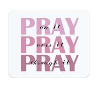 Jaesxxco Pink Christian Mousepad, Pray On It Pray Over It Pray Through It Mouse Pad, Prayers Gifts For Woman, Christian Mouse Pad Gift For Cowokers, 7.9X9.4 Inch