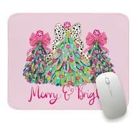 Jaesxxco Pink Christmas Tree Mouse Pad, Leopard Bows Coquette Gaming Small Mouse Pad, Merry And Bright Preppy Desk Mats For Office Computer Laptop For Desk Office 7.9X9.4 Inch