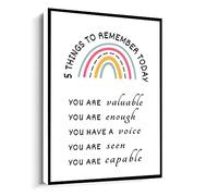 Jaesxxco Positivity Self Affirmation Print,Things To Remember,Positive Self Talk,Therapist Gift Poster Canvas Wall Art For Living Room Bedroom Office Home Decoration Artwork 121X6Inch Unframed