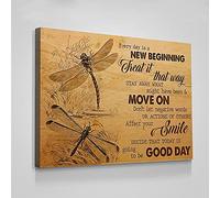 Jaesxxco Print Wall Hangings Dragonfly Today Is Going To Be Good Day Unframed Canvas Wall Art For Living Room Bedroom Office Home Decoration Artwork 121X6Inch Unframed