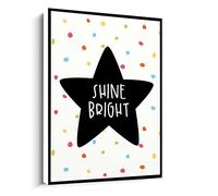 Jaesxxco Rainbow Star Print,Shine Bright Children'S Black And White Art Poster Canvas Wall Art For Living Room Bedroom Office Home Decoration Artwork 121X6Inch Unframed