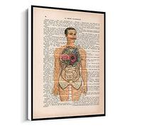 Jaesxxco Retro Anatomy Man Flower Print,Body Illustration Dictionary Page Vintage Drawing Canvas Wall Art For Living Room Bedroom Office Home Decoration Artwork 121X6Inch Unframed