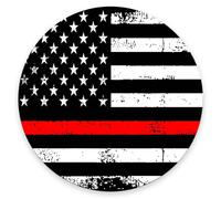 Jaesxxco Round Mouse Pad,Fire Fighter Thin Red Line Flag Mouse Pad,Custom Small Mouse Pads With Designs,Portable Office Non-Slip Rubber Base Wireless Mouse Pad For Laptop 7.8 X 7.8X0.12 Inches