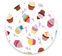 Jaesxxco Round Mouse Pad, Little Delicious Cupcakes Customized Premium-Textured Mouse Mat,Washable Mousepads With Cloth, Non-Slip Rubber Base Small Mousepad, 7.8 X 7.8X0.12 Inches
