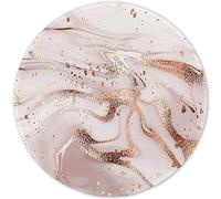Jaesxxco Round Mouse Pad With Stitched Edge Premium-Textured Waterproof Non-Slip Rubber Base Desktop Protection Mat Diameter 8.7 Inches, Rose Gold Marbling