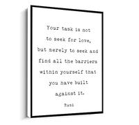 Jaesxxco Rumi Quote,Your Task Is Not To Seek For Love,But Merely To Seek Barriers Within Yourself Print Canvas Wall Art For Living Room Bedroom Office Home Decoration Artwork 121X6Inch Unframed