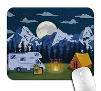 Jaesxxco Rv Mouse Pad, Outdoors Activity Themed Camping Area Image In The Woods With A Cozy Tent And Campfire Mouse Pads 7.9X9.4 Inch
