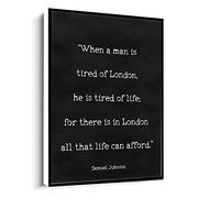 Jaesxxco Samuel Johnson Quote Art In Black & White,Tired Of London,Tired Of Life Print Canvas Wall Art For Living Room Bedroom Office Home Decoration Artwork 121X6Inch Unframed