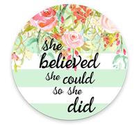 Jaesxxco She Believed She Could Mint Stripe Mouse Pad,Round Cute Gaming Cloth Mousepad For Office Laptop,Non-Slip Rubber Personalized Computer Desk Mouse Pads For Wireless Mouse 7.8 X 7.8X0.12 Inches