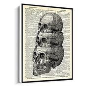 Jaesxxco Skull Layers Poster,Keleton Anatomy Gothic Skull Painting,Dictionary Print Canvas Wall Art For Living Room Bedroom Office Home Decoration Artwork 121X6Inch Unframed