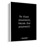 Jaesxxco Socrates Quote Print,To Find Yourself,Think For Yourself,Stoic Motivational Frame Poster Canvas Wall Art For Living Room Bedroom Office Home Decoration Artwork 121X6Inch Unframed