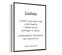 Jaesxxco Soren Kierkegaard Quote,I Found I Had Less To Say,Until Finally,I Became Silent Frame Print Canvas Wall Art For Living Room Bedroom Office Home Decoration Artwork 121X6Inch Unframed