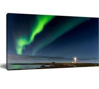 Jaesxxco Spectacular Show The Northern Lights Over Island LighthouseCanvas Wall Art Vintage Wall Decor Modern Abstract Poster Print For Living Room Bedroom Office Home Decoration 12x16Inch
