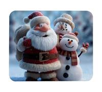 Jaesxxco Square Mouse Pad With Stitched Edge, Christmas Santa Snowman (2) Mouse Pad Square Mouse Pad Anti Slip Rubber Base Mouse Pad Table Pad 7.9X9.4 Inch
