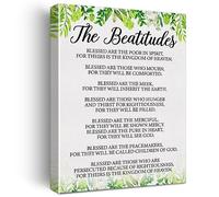 Jaesxxco the Beatitudes Scripture Sign Canvas Home Wall Art Decor Bible Verse Painting Poster Ready to Hang Christian Unframed 8x10inch