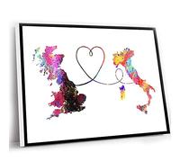 Jaesxxco The Office Wall Art,Living Room Decor,UnFramed Map Art,Watercolor Map Printing,Gift For Travel Lovers,Britain To Italy Travel Poster Watercolour Print,12x16 Inch UnFramed Wall Art