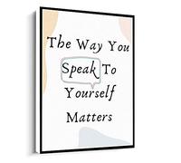 Jaesxxco The Way You Speak To Yourself Matters Print Quote,Positive Self Talk Mental Health,Therapist Poster Canvas Wall Art For Living Room Bedroom Office Home Decoration Artwork 121X6Inch Unframed