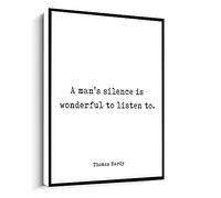 Jaesxxco Thomas Hardy Quote,A Man'S Silence Is Wonderful To Listen To,Feminist Decor Print Canvas Wall Art For Living Room Bedroom Office Home Decoration Artwork 121X6Inch Unframed