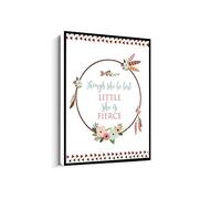 Jaesxxco Though She Be But Little She Is Fierce Wall Art,Tribal Floral Print,Boho Nursery Decor Canvas Wall Art For Living Room Bedroom Office Home Decoration Artwork 121X6Inch Unframed
