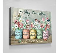 Jaesxxco To My Daughter You Are Beautiful I Love You Butterflies Canvas Art Birthday Christmas Wedding Gift Canvas Wall Art For Living Room Bedroom Office Home Decoration Artwork 121X6Inch Unframed
