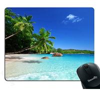 Jaesxxco Tropical Paradise Sunshine Beach Coast Sea Palm Trees Mousepad,Custom Rectangular Mouse Pad 7.9X9.4 Inch