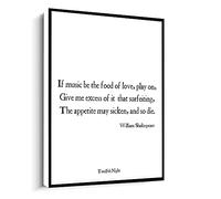 Jaesxxco Twelfth Night William Shakespeare Quote Print,If Music Be The Food Of Love Play On Frame Poster Canvas Wall Art For Living Room Bedroom Office Home Decoration Artwork 121X6Inch Unframed