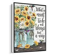 Jaesxxco Unframed Canvas Sunflowers What Is Meant To Be Will Always Find A Way Print Wall Hangings Canvas Wall Art For Living Room Bedroom Office Home Decoration Artwork 121X6Inch Unframed