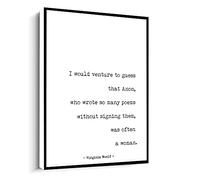Jaesxxco Virginia Woolf Quote Print,I Would Venture To Guess,Book Quote From A Room Of One'S Own Poster Canvas Wall Art For Living Room Bedroom Office Home Decoration Artwork 121X6Inch Unframed