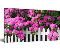 Jaesxxco Wall Art Frame Gallery Wall Decor Rhododendrons And Picket Fence Modern Canvas Prints Artwork For Living Room Bedroom Office Kitchen 12x16 inch