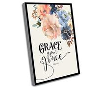 Jaesxxco Wall Canvas Art For Bedroom - Grace Upon Grace, John 1:16 Bible Verse Artwork By Art - Inspirational Religious Quote Scripture For Home Decor - 12x16 Inch UnFramed