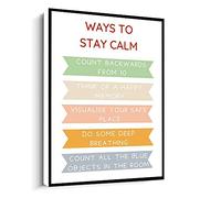 Jaesxxco Ways To Stay Calm Poster,Behaviour Management Print,Therapist Wall Art Decor,Psychologist Canvas Wall Art For Living Room Bedroom Office Home Decoration Artwork 121X6Inch Unframed
