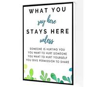 Jaesxxco What You Say Here Stays Here Canvas Wall Art,Mental Health Art Oster,Counseling Office Decor Modern Artwork Painting For Living Room Office Home Decoration Unframed 8x10inch