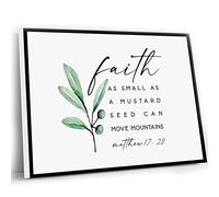 Jaesxxco Yellow Room Decor,Faith As Small As A Mustard Seed Matthew 17 20 Bible Verse Wall Art Print Scripture Printable Baptism Gift Farmhouse Nursery Christian Print,12x16 Inch UnFramed Wall Art