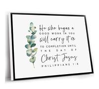 Jaesxxco Yellow Room Decor,Philippians 1 6 He Who Began A Good Work Christ Jesus Bible Verse Wall Art Print Baptism Scripture Printable Christian Farmhouse Horizontal,12x16 Inch UnFramed Wall Art