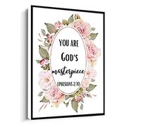 Jaesxxco You Are God'S Masterpiece Print,Ephesians 2 10 Christian Gift, Inspirational Poster Canvas Wall Art For Living Room Bedroom Office Home Decoration Artwork 121X6Inch Unframed