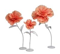 Jätte Blommor för Dekoration EVA Bionisk Sidenlotus med Flexibel PVC-stjälk och Träbas 6 Färger Bröllopsblommor för Dekoration, Bröllopsmottagning, Födelsedagsfest(Orange)