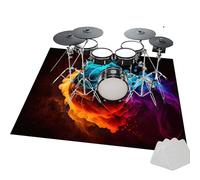 JaevKwzy Professional Drum Mat, Drum Rug Soundproof Mat, Tightly Woven Fabric Drum Set Carpet for Electronic Drum Kits Bass Drum Snare and Other Musical Instrument, 120 x 100 cm Non-Slip Drum Carpet