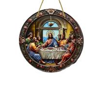 JaeyiTfu Last Supper Wall Art, 3D Resin Jesus Decor, Christian Ornament for Home & Church, La Ultima Cena Cuadro, Santa Cena Decoración, Ideal Religious Gift, Suncatcher-Compatible Design