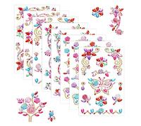 Jafaharug 8 Sheets Colorful Gem Stickers Jewels for Crafts, Acrylic Glitter Self Adhesive Rhinestones Jewel Stickers, Butterfly Moon Heart Gems, for Scrapbooking, Face Eye Body Makeup, DIY Decoration
