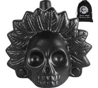 Jafermox Feather Skull Mask Aztec Death Whistle - Loud Human-Like Scream - Ghost Scream Whistle for Halloween, Pranks, Decor, Self Defense - Handmade Ceramic - Pure Black