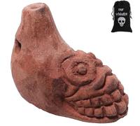 Jafermox Human Face Aztec Death Whistle - Ghost Scream Whistle for Halloween, Pranks, Decor, Self Defense - Loud Human-Like Scream - Handmade Ceramic - Red