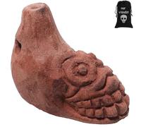 Jafermox Human Face Aztec Death Whistle - Ghost Scream Whistle for Halloween, Pranks, Decor, Self Defense - Loud Human-Like Scream - Handmade Ceramic - Red