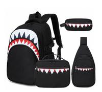 Jafeton 4PCS Backpack with XD, Black, Modern