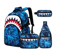 Jafeton 4PCS Backpack with XD, Blue Graffiti, Modern