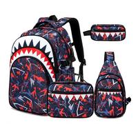 Jafeton 4PCS Backpack with XD, Red Camo, Modern