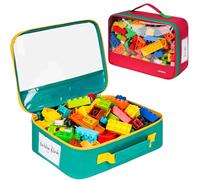 Jaffzora 2pcs Toy Storage Bags Compatible with Lego Bricks, Travel Toy Organisers for Kids Building Blocks,Toy Car,Puzzles with Mesh Pocket and Tag Pocket