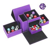 Jaffzora 3 in 1 Dice Tower & Dice Storage Box, Magnetic Leather Dice Tray & Dice Roller, Portable Dice Organizer for Dungeons & Dragons, MTG, RPG & Tabletop Games, Purple & Black
