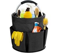 Jaffzora Cleaning Bucket Organiser Caddy, Cushioned Bag for Cleaning Products Organiser, Under Sink Storage for Cleaning Supplies with Handle, Black
