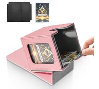 Jaffzora Deck Box for MTG Commander, Magnetic Card Display Case, TCG Card Storage Box, Holds 100 Double-Sleeved Cards, Pink&Gray